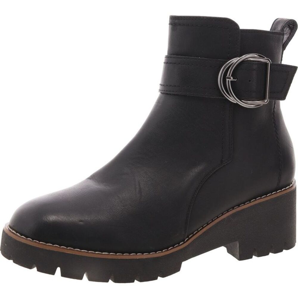 Blondo Black Leather Ankle Boots with Buckle
